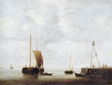 willem coenraetsz coymans Painting - Hoeker marine Willem van de Velde the Younger boat seascape